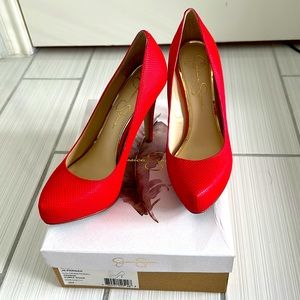 Jessica Simpson Red Snake Pumps